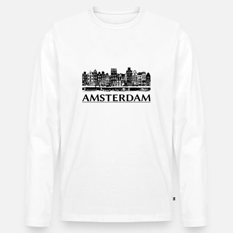 amsterdam - Männer Premium Bio Langarmshirt - Weiß