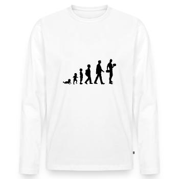Formateur fitness homme bébé évolution - T-shirt manches longues Premium bio Homme - blanc - Devant - Nico (187cm)