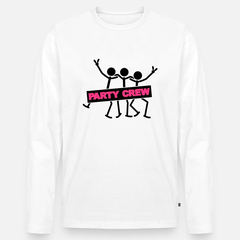 Party Crew Team - Männer Premium Bio Langarmshirt - Weiß