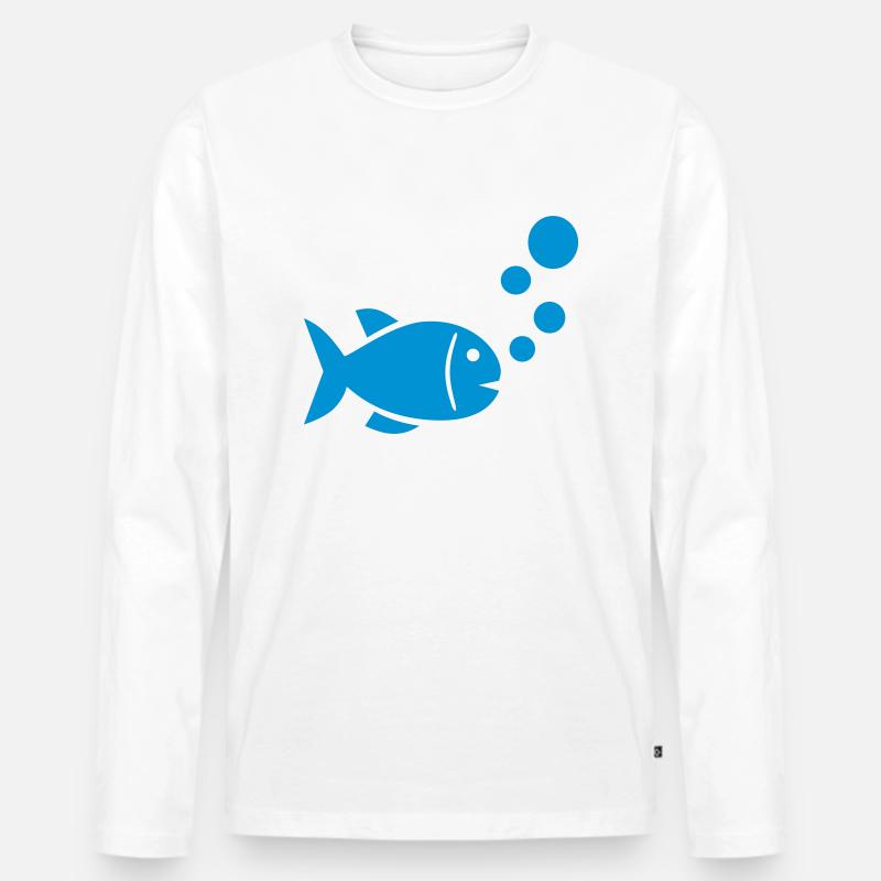 Fisch - Männer Premium Bio Langarmshirt - Weiß