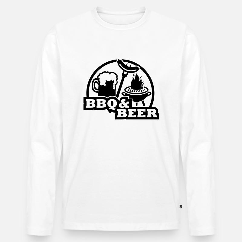 BBQ Beer - Männer Premium Bio Langarmshirt - Weiß