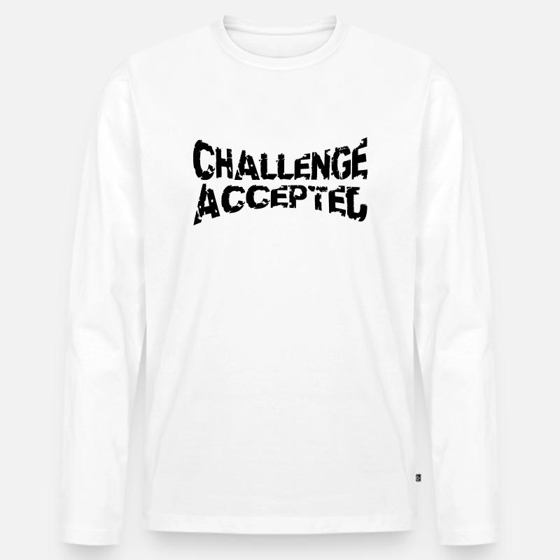 Cooler Stempel Challenge Accepted - Männer Premium Bio Langarmshirt - Weiß