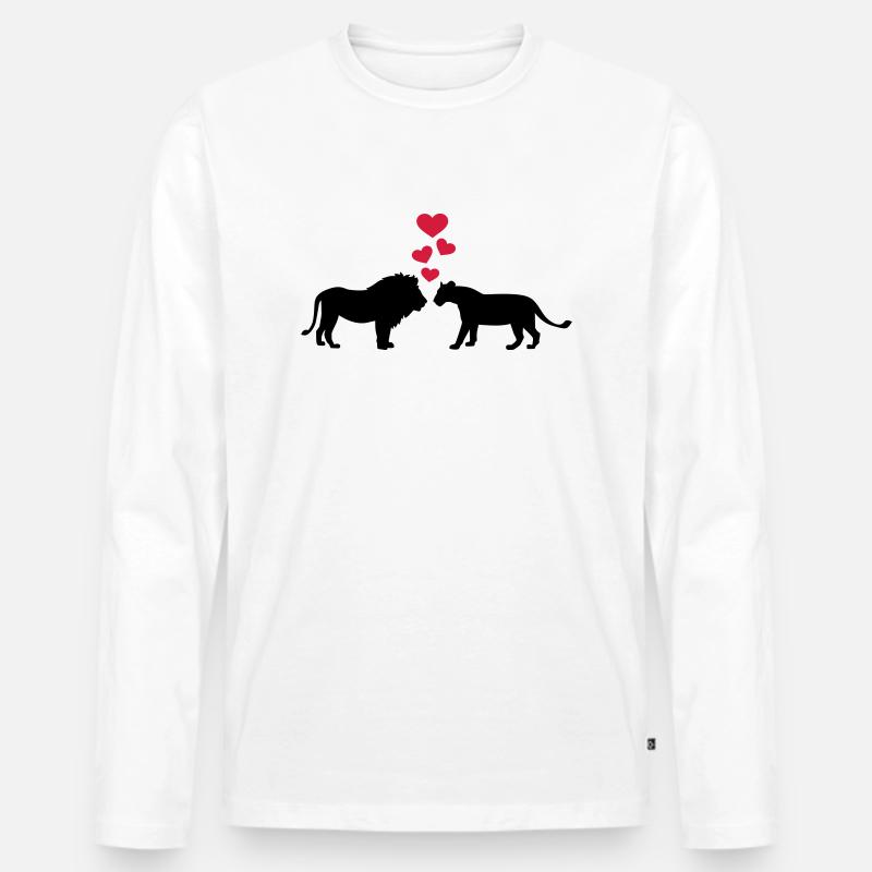 Löwe - Männer Premium Bio Langarmshirt - Weiß