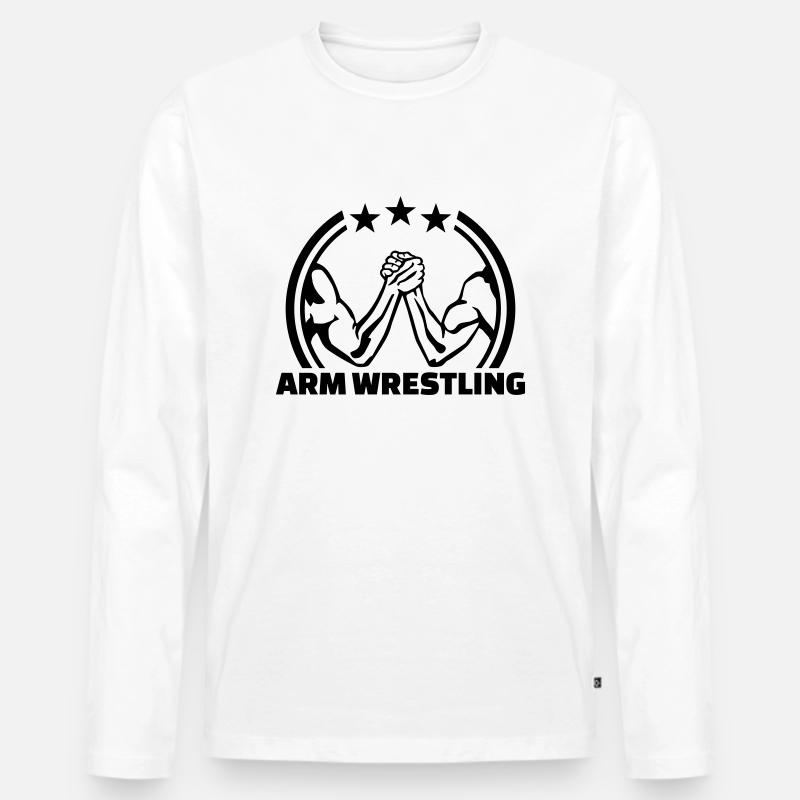 Armdrücken - Männer Premium Bio Langarmshirt - Weiß