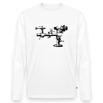 Uhrmacher Drehstuhl - Männer Premium Bio Langarmshirt - Weiß - Vorne - Nico (187cm)
