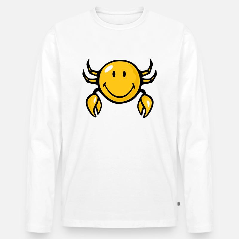 Smiley Crab - Männer Premium Bio Langarmshirt - Weiß