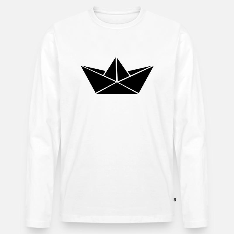 papierboot_01 - Männer Premium Bio Langarmshirt - Weiß