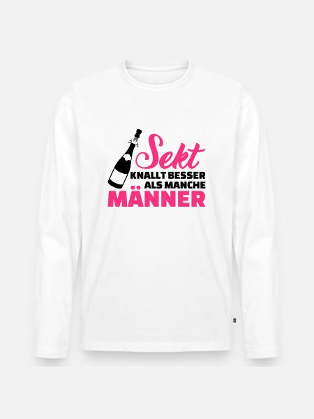 Sekt - Männer Premium Bio Langarmshirt - Weiß