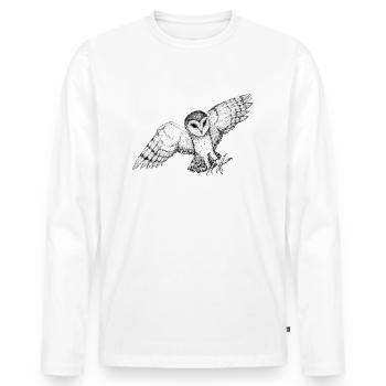 Barn owl in the attack - Men's Premium Organic Long Sleeve Shirt - white - Front - Nico (187cm)
