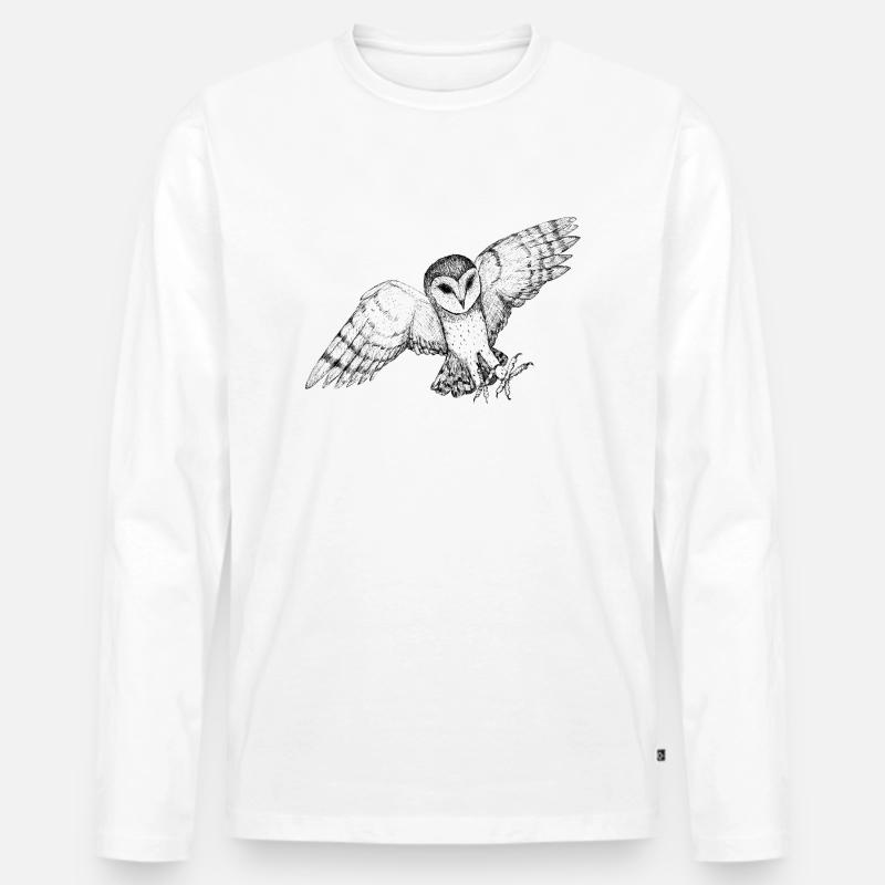Schleiereule im Angriff - Männer Premium Bio Langarmshirt - Weiß