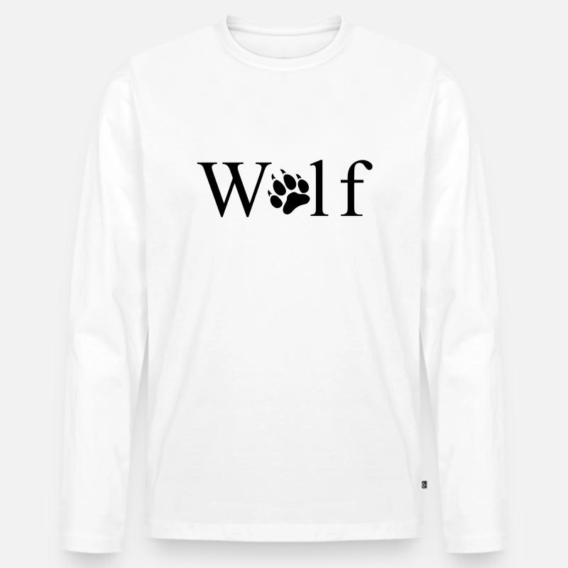 Wolf Pfote - Männer Premium Bio Langarmshirt - Weiß