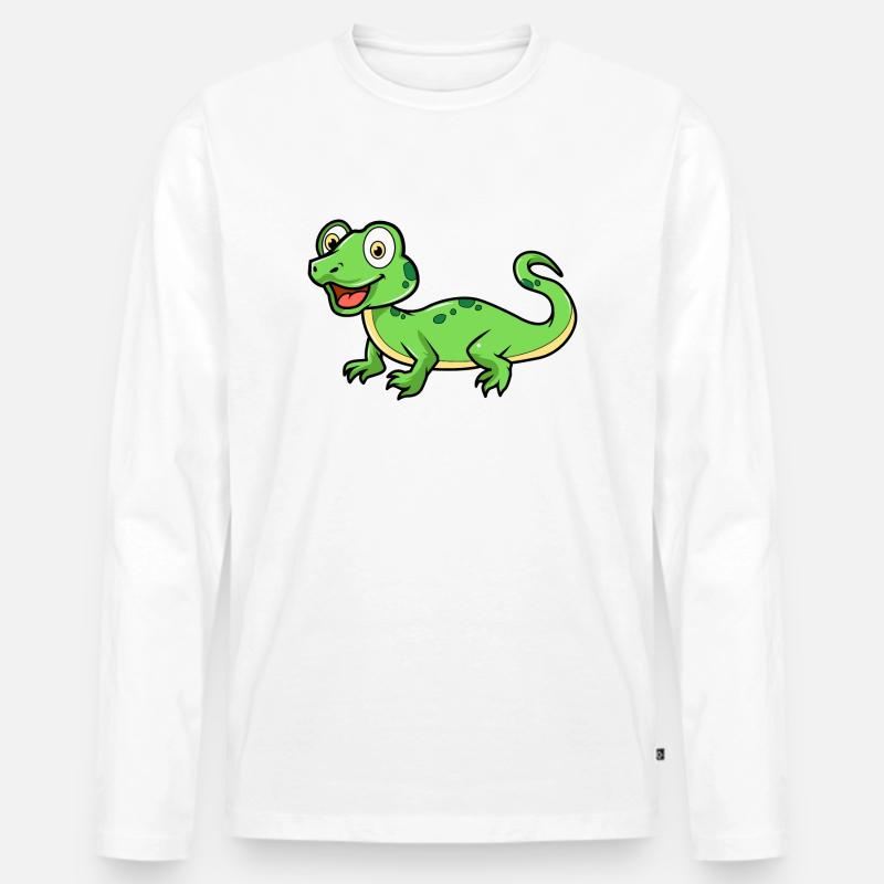 Eidechse - Männer Premium Bio Langarmshirt - Weiß