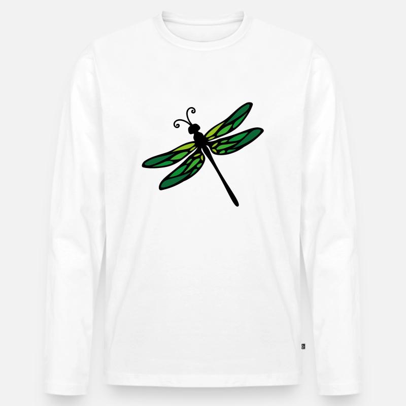 Libelle - Männer Premium Bio Langarmshirt - Weiß