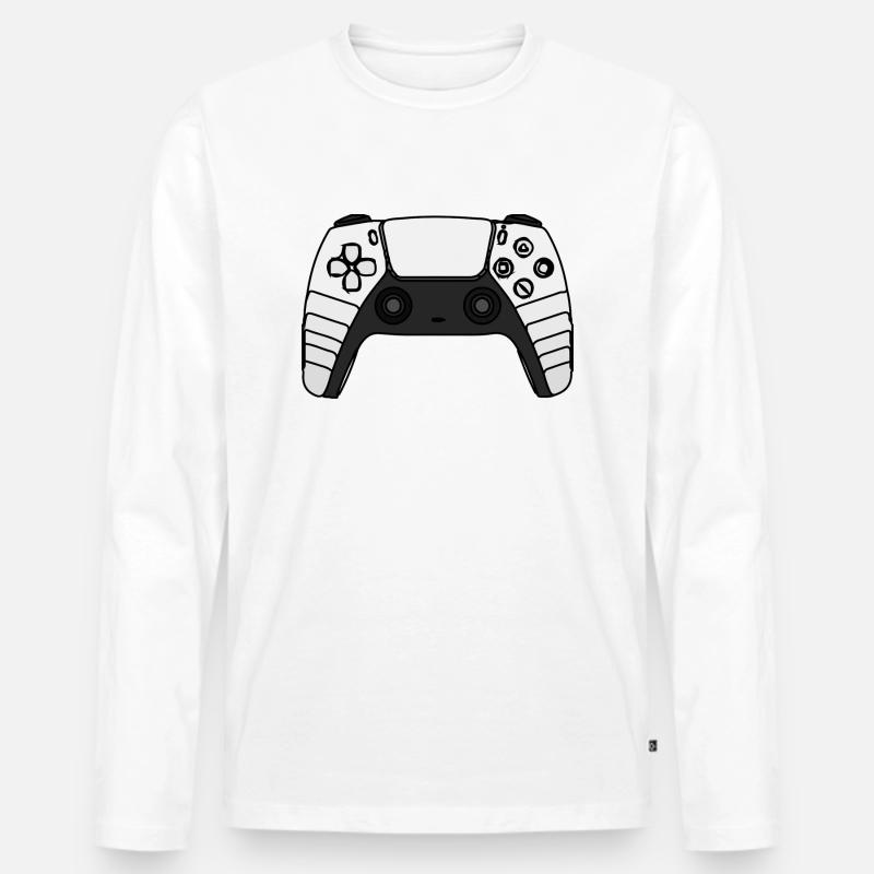 Gamer Controller - Männer Premium Bio Langarmshirt - Weiß