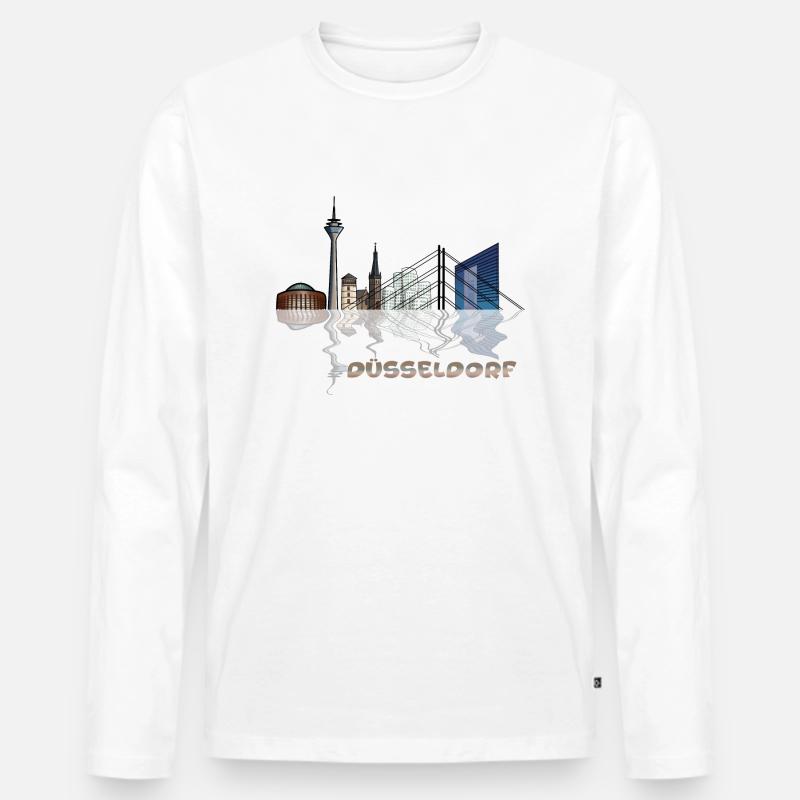 Skyline von Düsseldorf - Männer Premium Bio Langarmshirt - Weiß