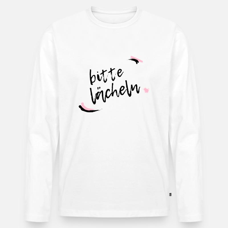Bitte lächeln - Männer Premium Bio Langarmshirt - Weiß