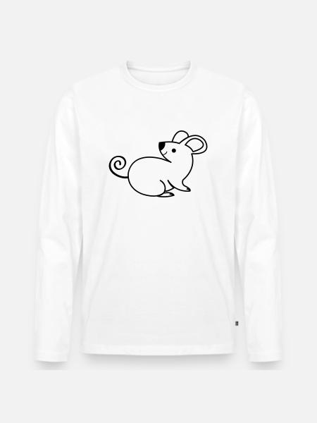 Mouse - Men's Premium Organic Long Sleeve Shirt - white