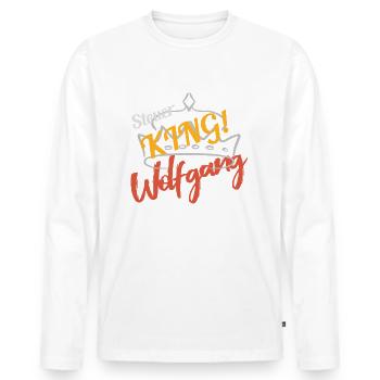 Steuer King Wolfgang - Männer Premium Bio Langarmshirt - Weiß - Vorne - Nico (187cm)