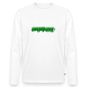 Rasenheld - Gartenarbeit ist sein Revier - Männer Premium Bio Langarmshirt - Weiß - Vorne - Nico (187cm)