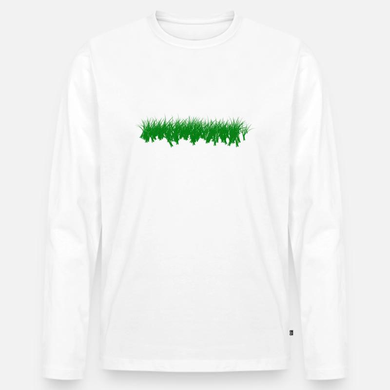 Rasenheld - Gartenarbeit ist sein Revier - Männer Premium Bio Langarmshirt - Weiß