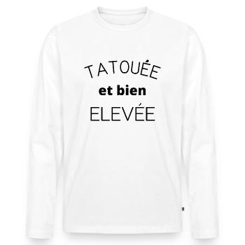tatouée et bien élevée - T-shirt manches longues Premium bio Homme - blanc - Devant - Nico (187cm)