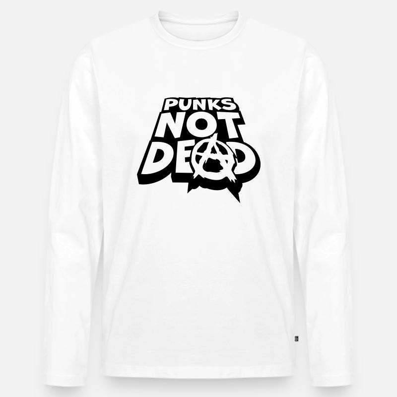 punks not dead Zitat - Männer Premium Bio Langarmshirt - Weiß