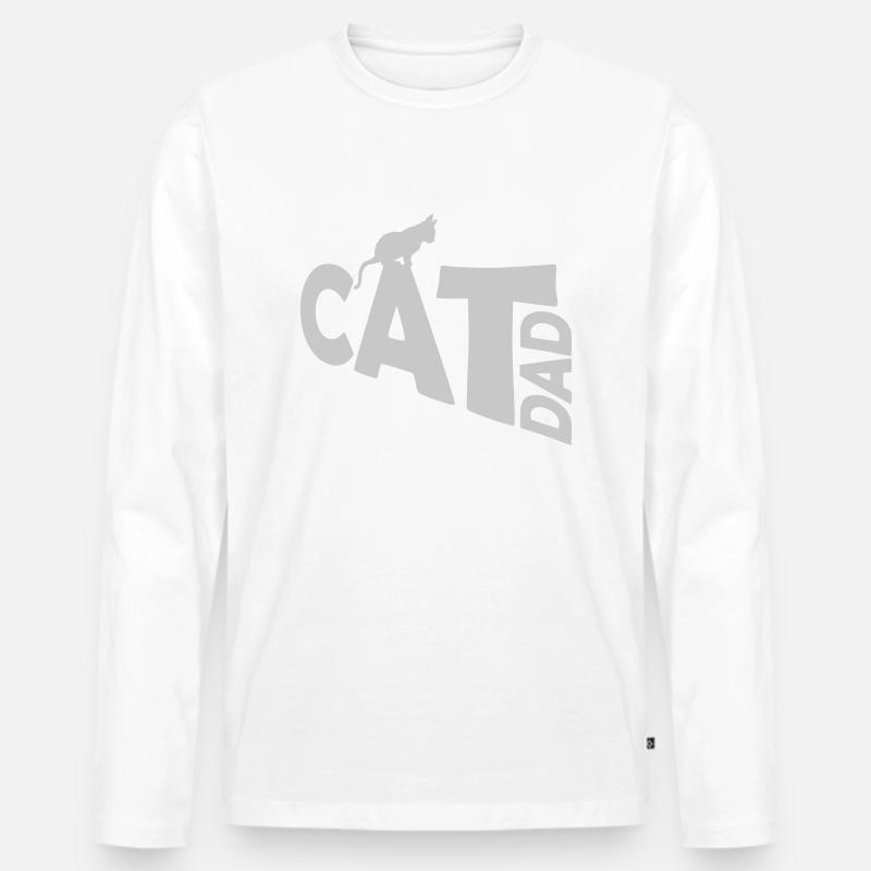 Cat Dad Logo Design - Männer Premium Bio Langarmshirt - Weiß