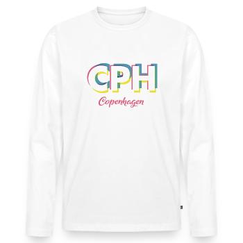 Copenhague - CPH - Copenhague - Dänemark - Danemark - T-shirt manches longues Premium bio Homme - blanc - Devant - Nico (187cm)