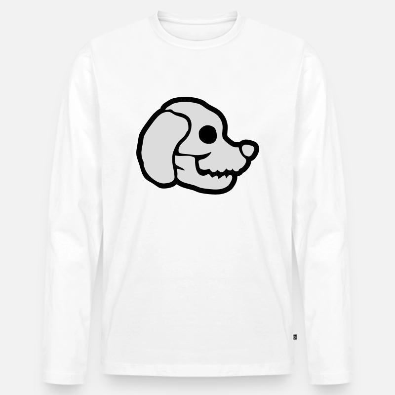 Hunde Schädel Halloween Skelett - Männer Premium Bio Langarmshirt - Weiß