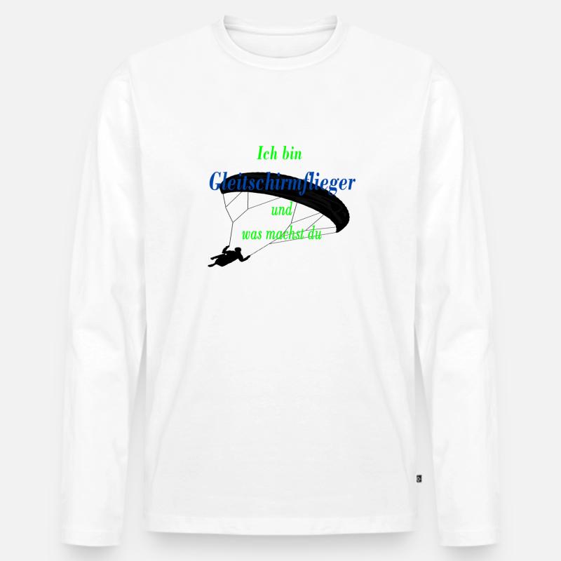 Ich bin Gleitschirmflieger1 - Männer Premium Bio Langarmshirt - Weiß