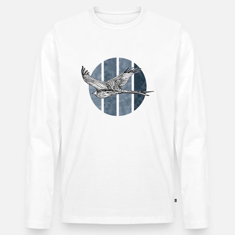 Vogel - Männer Premium Bio Langarmshirt - Weiß