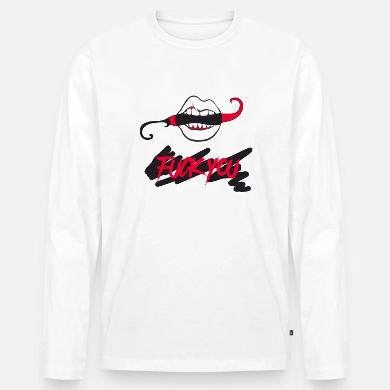 Fick dich - Männer Premium Bio Langarmshirt - Weiß