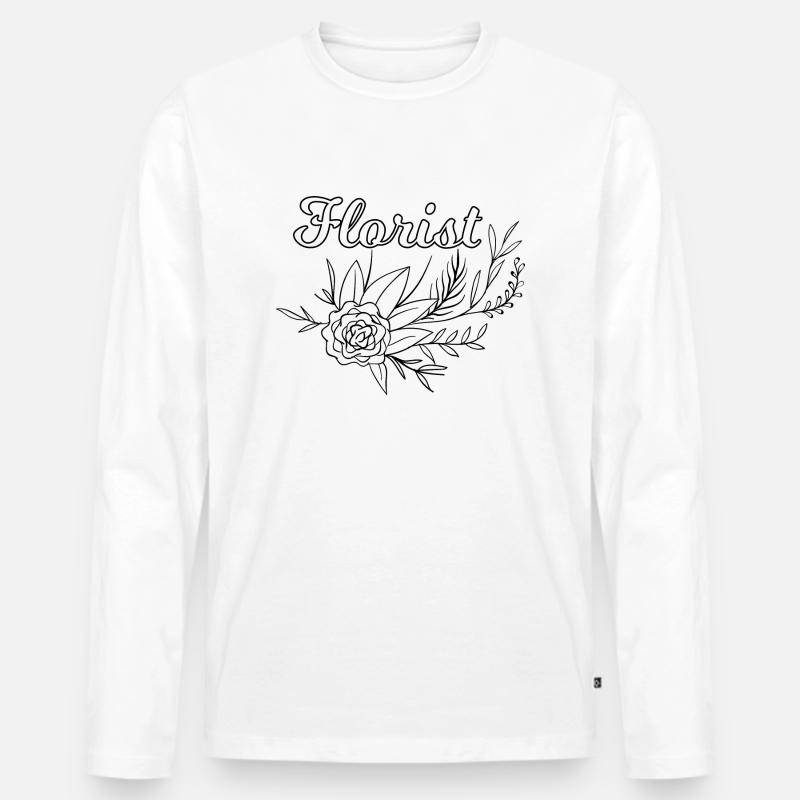 Flower Blume Pflanze - Männer Premium Bio Langarmshirt - Weiß