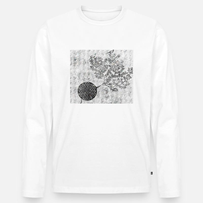 Persischer Lebensbaum Nr. 5 - Männer Premium Bio Langarmshirt - Weiß