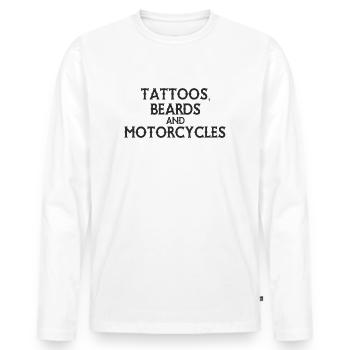 Tatouages, barbes et motos - T-shirt manches longues Premium bio Homme - blanc - Devant - Nico (187cm)