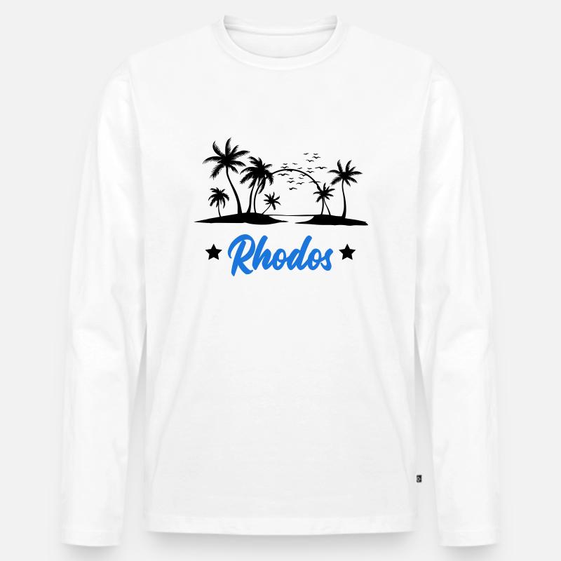 rhodos - Männer Premium Bio Langarmshirt - Weiß