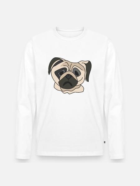 Pug face - Men's Premium Organic Long Sleeve Shirt - white