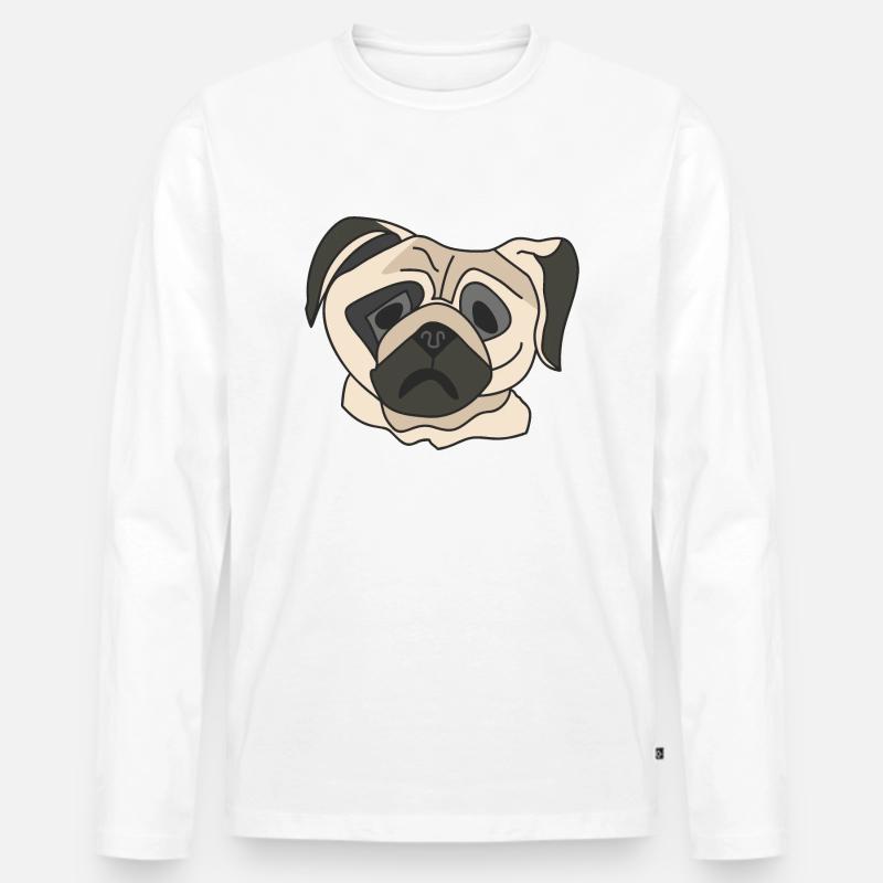 Mopsgesicht - Männer Premium Bio Langarmshirt - Weiß