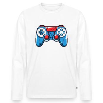 Gamer Controller Logo - Men's Premium Organic Long Sleeve Shirt - white - Front - Nico (187cm)