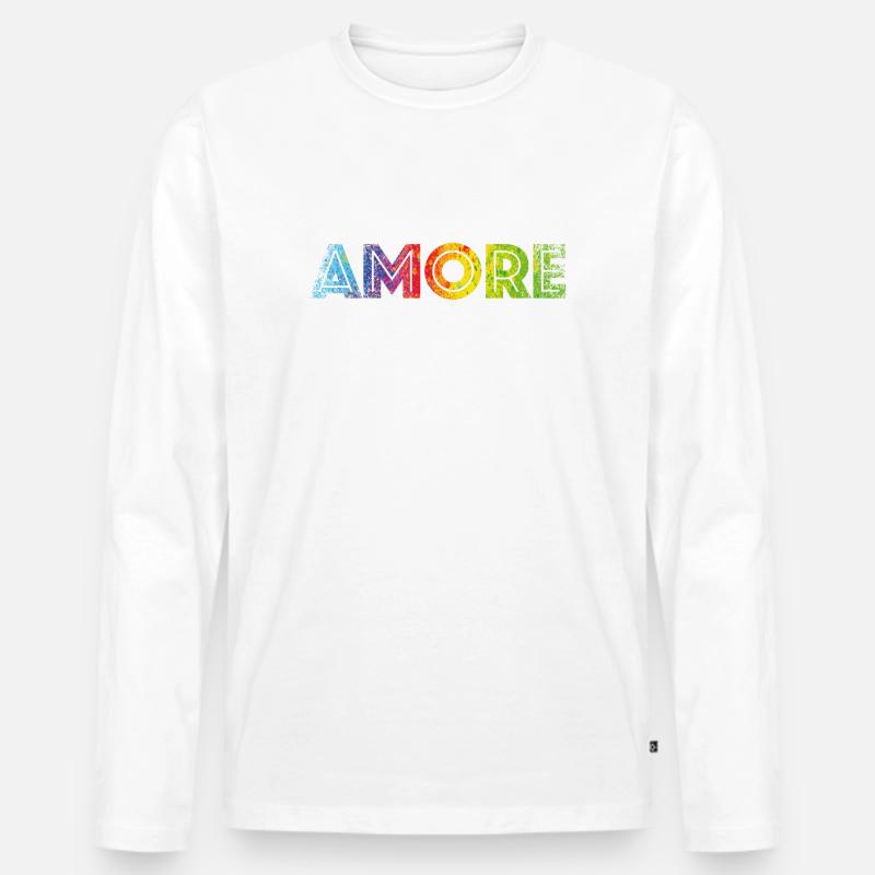AMORE colours speckled - Männer Premium Bio Langarmshirt - Weiß