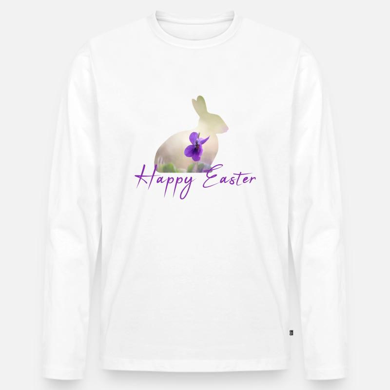 Happy Easter - Männer Premium Bio Langarmshirt - Weiß