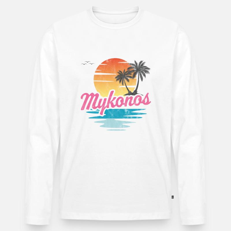 Mykonos - Männer Premium Bio Langarmshirt - Weiß