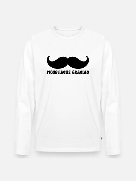Gracias Schnurrbart - Männer Premium Bio Langarmshirt - Weiß