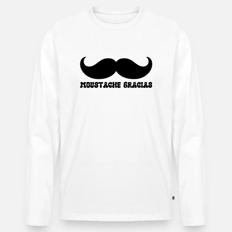 Gracias Schnurrbart - Männer Premium Bio Langarmshirt - Weiß