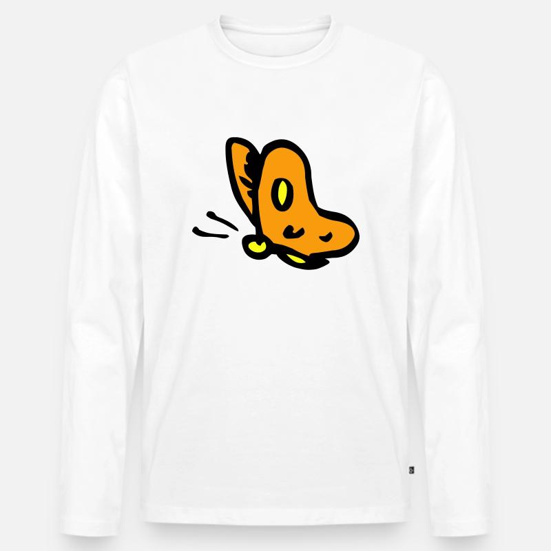 Schmetterling - Männer Premium Bio Langarmshirt - Weiß