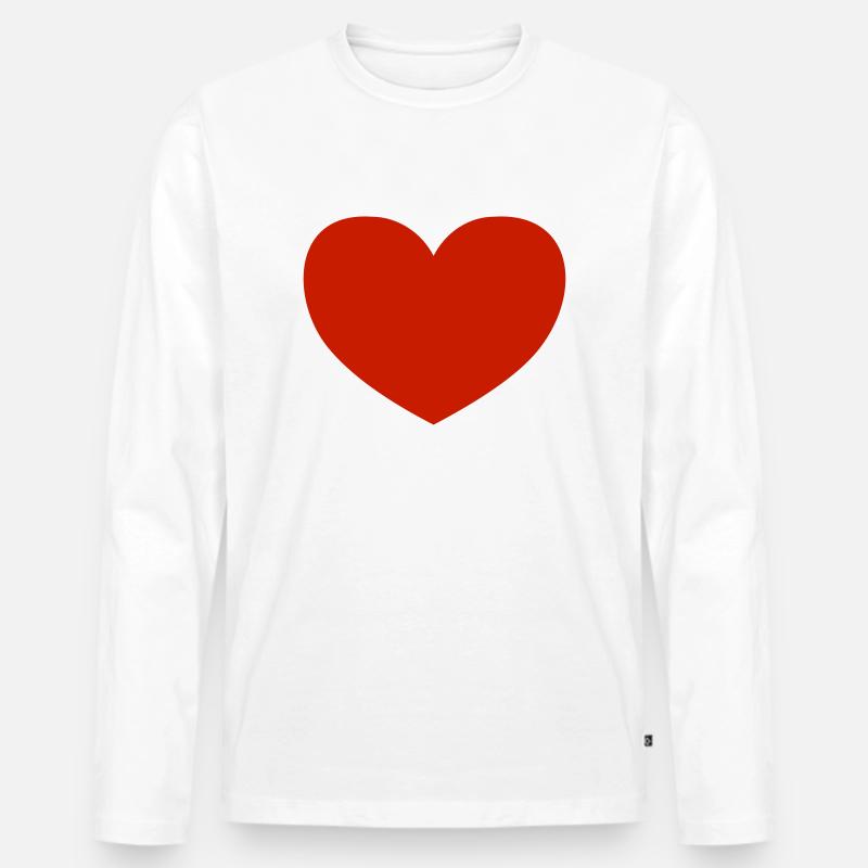Schlichtes Herz / plain heart (1c) - Männer Premium Bio Langarmshirt - Weiß