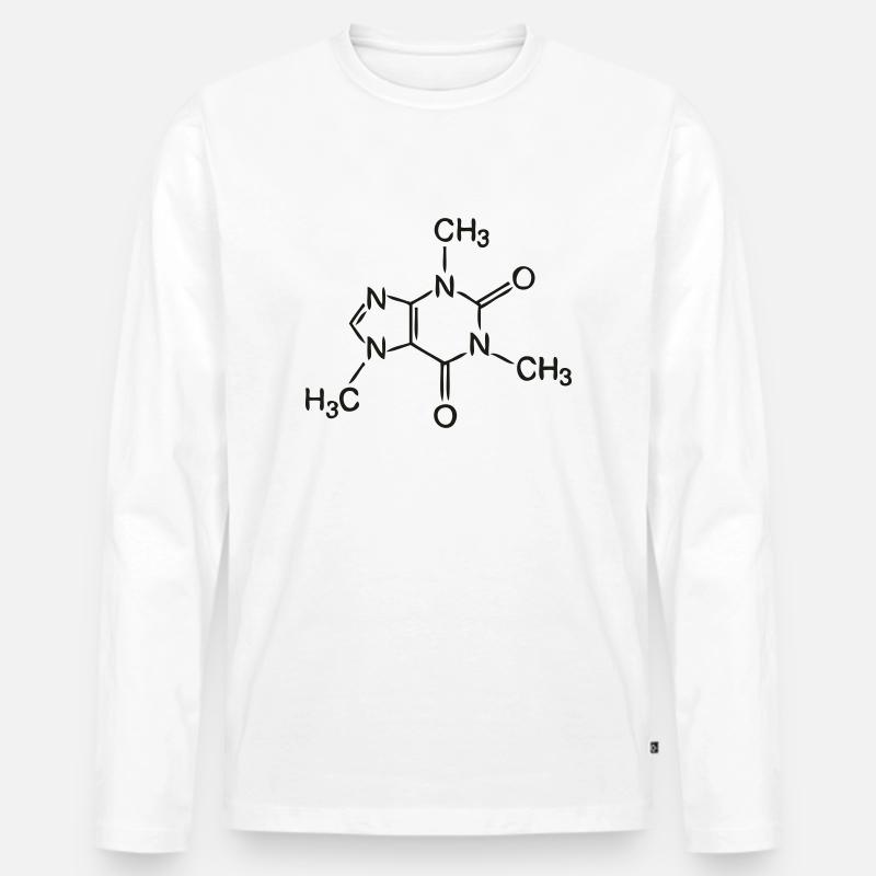 Koffein - Männer Premium Bio Langarmshirt - Weiß