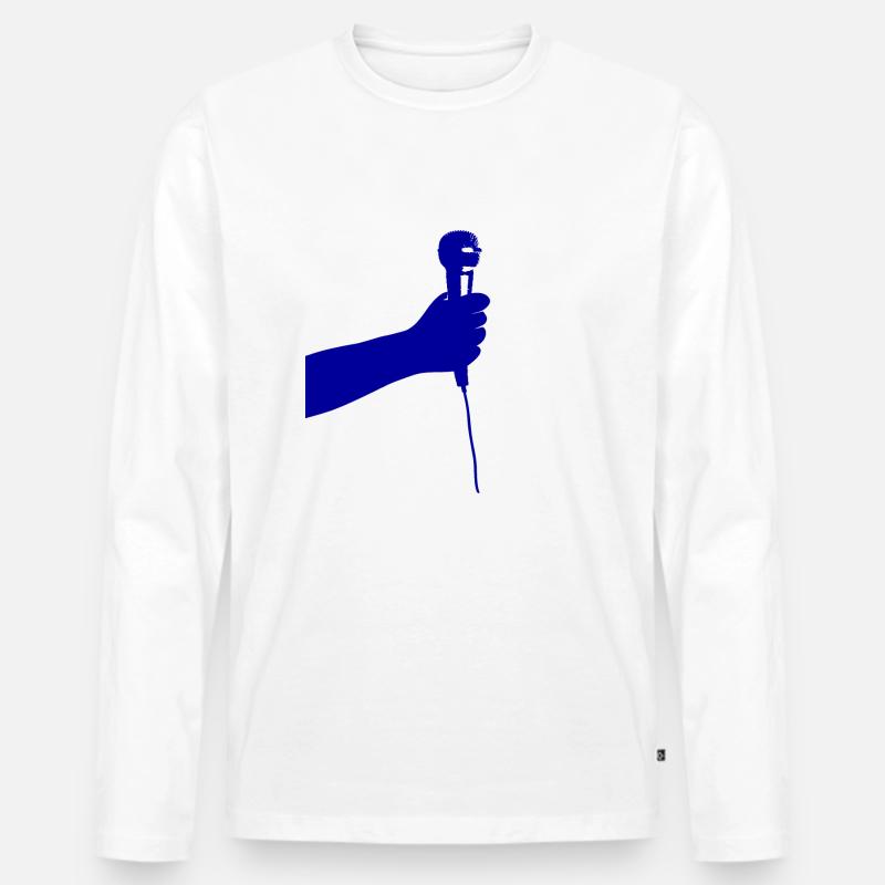 Mikrofon (blau) - Männer Premium Bio Langarmshirt - Weiß