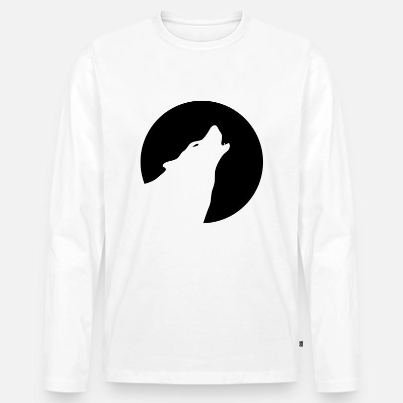 Wolf - Männer Premium Bio Langarmshirt - Weiß