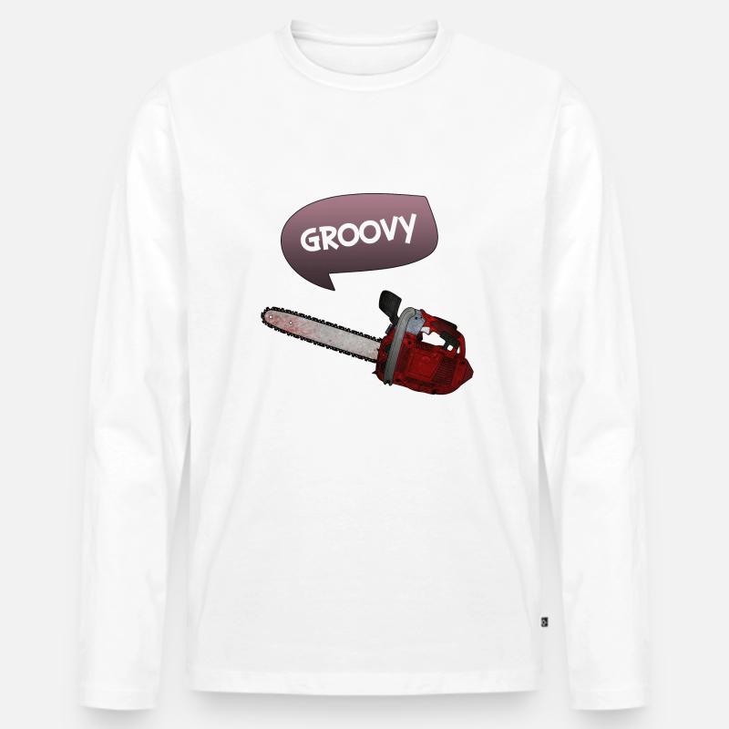 Evil dead - Groovy chains - Männer Premium Bio Langarmshirt - Weiß